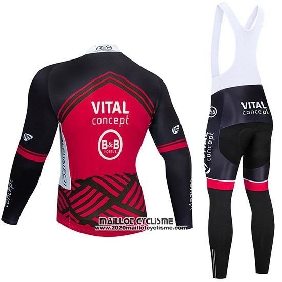 2019 Maillot Ciclismo Vital Concept Rouge Blanc Noir Manches Longues et Cuissard